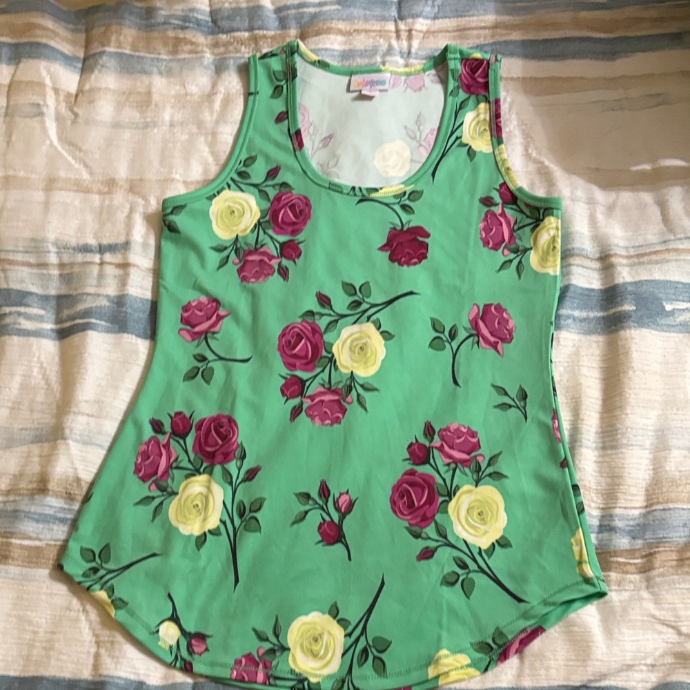 LuLaRoe Floral Tank Top - Green, Pink, Yellow